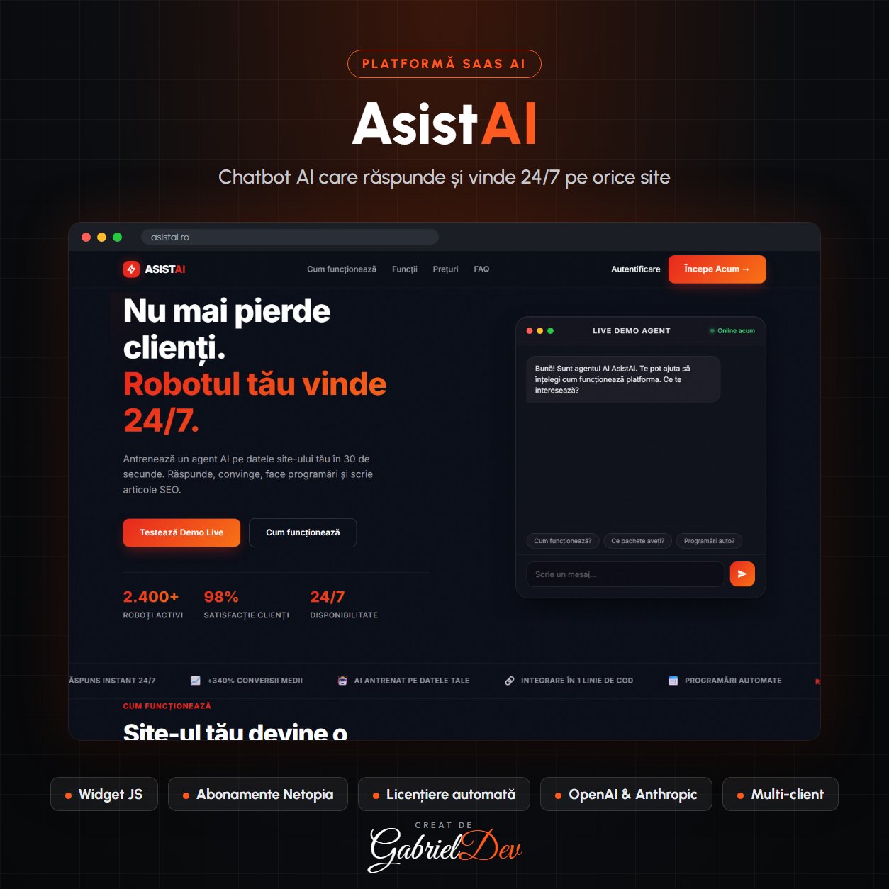 Proiect: AsistAi.ro – Platformă SaaS de Chatbot Inteligent