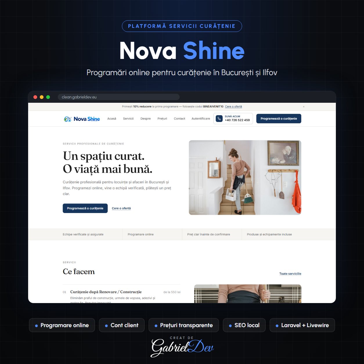 Nova Shine – Platformă de Programări Online pentru Servicii de Curățenie
